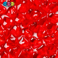 Heart Shape Red Translucent Fake Beads Acrylic Bead Valentines Day No Holes 10 Mm