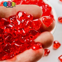 Heart Shape Red Translucent Fake Beads Acrylic Bead Valentines Day No Holes 10 Mm