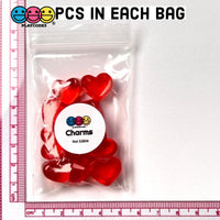 Heart Shape Red Transparent Faux Gem Charm Valentines Day Charms Cabochons 10 Pcs