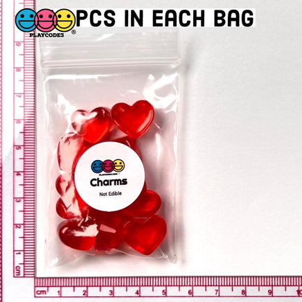 Heart Shape Red Transparent Faux Gem Charm Valentines Day Charms Cabochons 10 Pcs