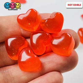 Heart Shape Red Transparent Faux Gem Charm Valentines Day Charms Cabochons 10 Pcs