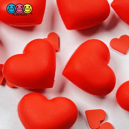 Heart Shaped 3D Red Hearts Charm Valentines Day Charms Cabochons 10 Pcs