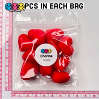 Heart Shaped 3D Red Hearts Charm Valentines Day Charms Cabochons 10 Pcs