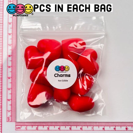 Heart Shaped 3D Red Hearts Charm Valentines Day Charms Cabochons 10 Pcs