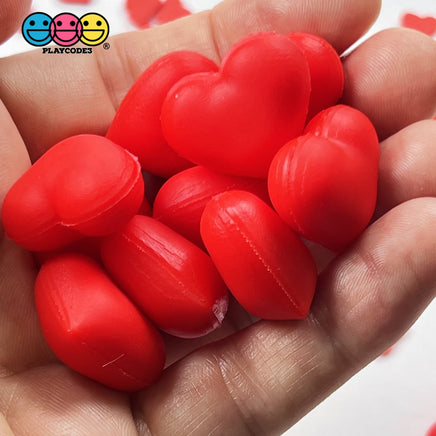 Heart Shaped 3D Red Hearts Charm Valentines Day Charms Cabochons 10 Pcs