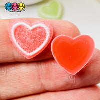Heart Shaped Fake Candy Sugar Coated Hearts Charm Valentines Day Charms Cabochons 15 Pcs