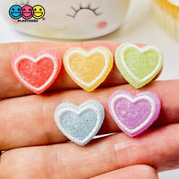 Heart Shaped Fake Candy Sugar Coated Hearts Charm Valentines Day Charms Cabochons 15 Pcs