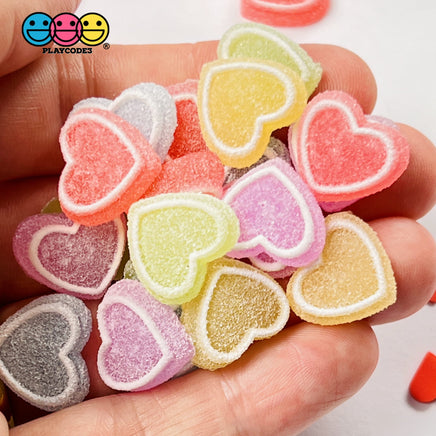 Heart Shaped Fake Candy Sugar Coated Hearts Charm Valentines Day Charms Cabochons 15 Pcs
