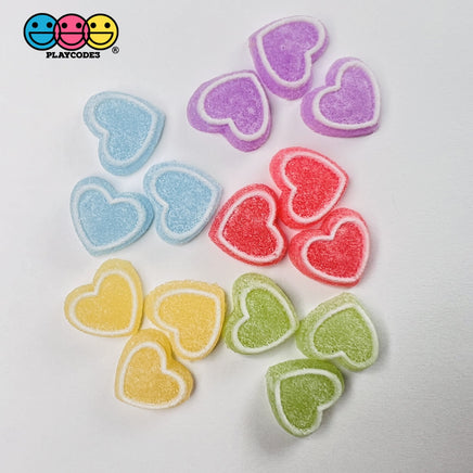 Heart Shaped Fake Candy Sugar Coated Hearts Charm Valentines Day Charms Cabochons 15 Pcs
