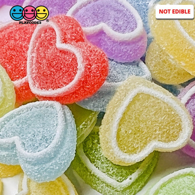 Heart Shaped Fake Candy Sugar Coated Hearts Charm Valentines Day Charms Cabochons 15 Pcs