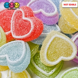 Heart Shaped Fake Candy Sugar Coated Hearts Charm Valentines Day Charms Cabochons 15 Pcs