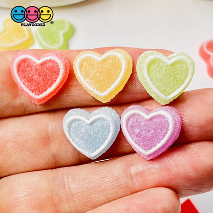 Heart Shaped Fake Candy Sugar Coated Hearts Charm Valentines Day Charms Cabochons 15 Pcs