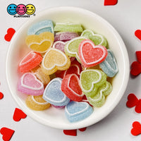 Heart Shaped Fake Candy Sugar Coated Hearts Charm Valentines Day Charms Cabochons 15 Pcs