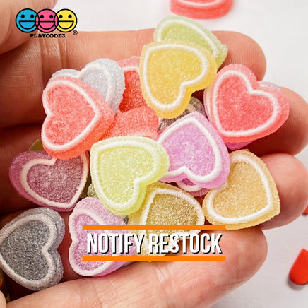 Heart Shaped Fake Candy Sugar Coated Hearts Charm Valentines Day Charms Cabochons 15 Pcs