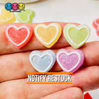 Heart Shaped Fake Candy Sugar Coated Hearts Charm Valentines Day Charms Cabochons 15 Pcs
