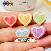 Heart Shaped Fake Candy Sugar Coated Hearts Charm Valentines Day Charms Cabochons 15 Pcs