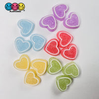 Heart Shaped Fake Candy Sugar Coated Hearts Charm Valentines Day Charms Cabochons 15 Pcs