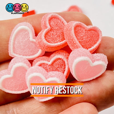 Heart Shaped Fake Candy Sugar Coated Hearts Charm Valentines Day Charms Cabochons 2 Colors 14 Pcs