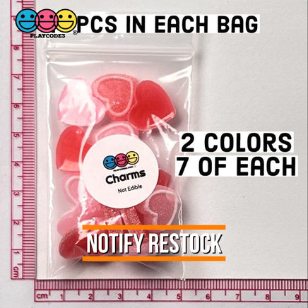 Heart Shaped Fake Candy Sugar Coated Hearts Charm Valentines Day Charms Cabochons 2 Colors 14 Pcs