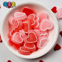 Heart Shaped Fake Candy Sugar Coated Hearts Charm Valentines Day Charms Cabochons 2 Colors 14 Pcs