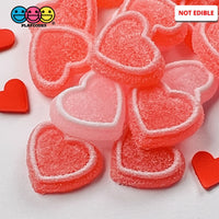 Heart Shaped Fake Candy Sugar Coated Hearts Charm Valentines Day Charms Cabochons 2 Colors 14 Pcs
