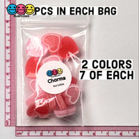 Heart Shaped Fake Candy Sugar Coated Hearts Charm Valentines Day Charms Cabochons 2 Colors 14 Pcs