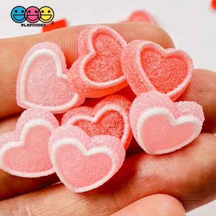 Heart Shaped Fake Candy Sugar Coated Hearts Charm Valentines Day Charms Cabochons 2 Colors 14 Pcs