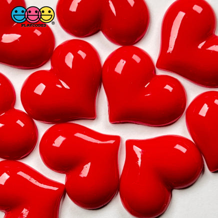 Heart Shaped Flatback Charms Red Valentines Day Cabochons 2 Sizes 10 Pcs Charm