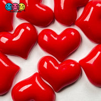 Heart Shaped Flatback Charms Red Valentines Day Cabochons 2 Sizes 10 Pcs Charm