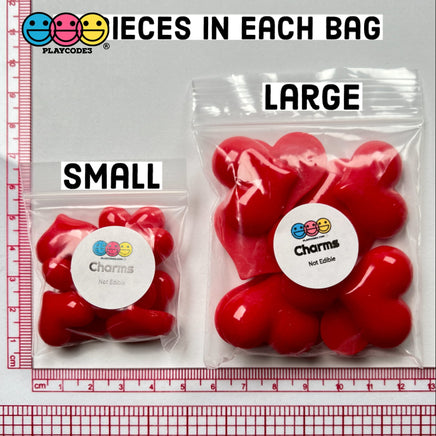 Heart Shaped Flatback Charms Red Valentines Day Cabochons 2 Sizes 10 Pcs Charm