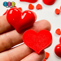 Heart Shaped Flatback Charms Red Valentines Day Cabochons 2 Sizes 10 Pcs Charm