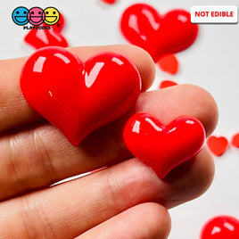 Heart Shaped Flatback Charms Red Valentines Day Cabochons 2 Sizes 10 Pcs Charm