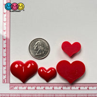 Heart Shaped Flatback Charms Red Valentines Day Cabochons 2 Sizes 10 Pcs Charm