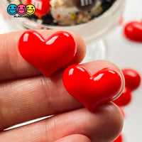 Heart Shaped Flatback Charms Red Valentines Day Cabochons 2 Sizes 10 Pcs Small Charm