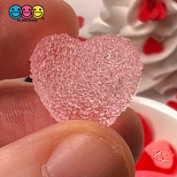 Heart Shaped Fake Candy Sugar Coated Hearts Charm Valentines Day Cabochons 2 Colors 12 Pcs