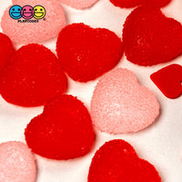 Heart Shaped Fake Candy Sugar Coated Hearts Charm Valentines Day Cabochons 2 Colors 12 Pcs
