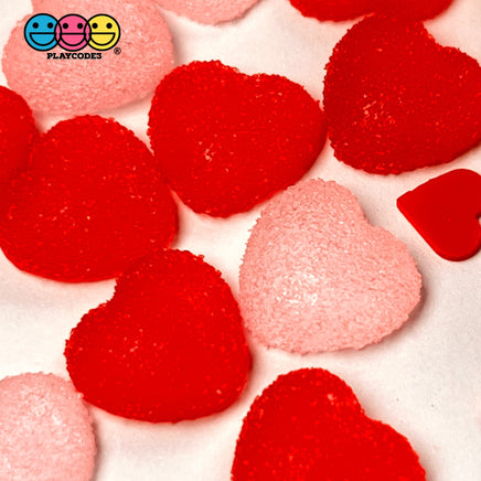 Heart Shaped Fake Candy Sugar Coated Hearts Charm Valentines Day Cabochons 2 Colors 12 Pcs