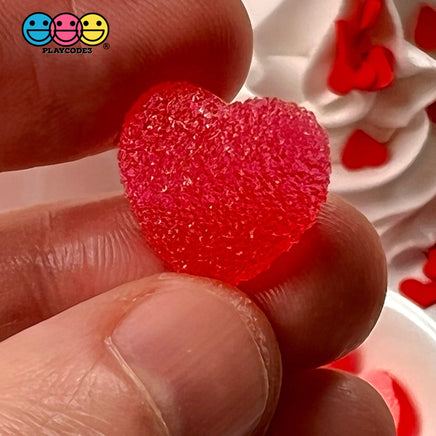 Heart Shaped Fake Candy Sugar Coated Hearts Charm Valentines Day Cabochons 2 Colors 12 Pcs