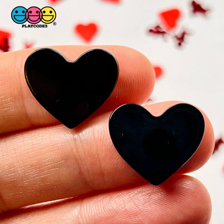 Heart Shaped Transparent And Solid Black Charms 3 Colors Cabochons 10 Pcs Black Charm