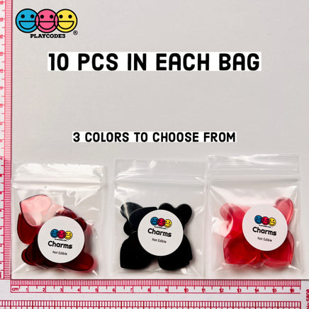 Heart Shaped Transparent And Solid Black Charms 3 Colors Cabochons 10 Pcs Charm