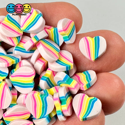 Hearts Pink Rainbow Stripe Fimo Slices Fake Sprinkles Valentine Decoden Funfetti 5/10 Mm Playcode3