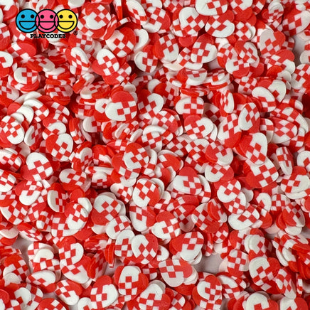 Hearts Red White Checker Plaid Fimo Slices Fake Sprinkles Valentine Decoden Funfetti 5/10 Mm
