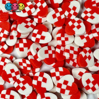 Hearts Red White Checker Plaid Fimo Slices Fake Sprinkles Valentine Decoden Funfetti 5/10 Mm