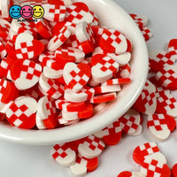 Hearts Red White Checker Plaid Fimo Slices Fake Sprinkles Valentine Decoden Funfetti 5/10 Mm