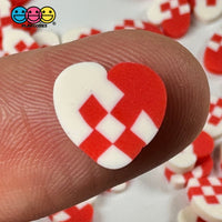 Hearts Red White Checker Plaid Fimo Slices Fake Sprinkles Valentine Decoden Funfetti 5/10 Mm