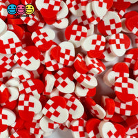 Hearts Red White Checker Plaid Fimo Slices Fake Sprinkles Valentine Decoden Funfetti 5/10 Mm