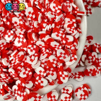 Hearts Red White Checker Plaid Fimo Slices Fake Sprinkles Valentine Decoden Funfetti 5/10 Mm