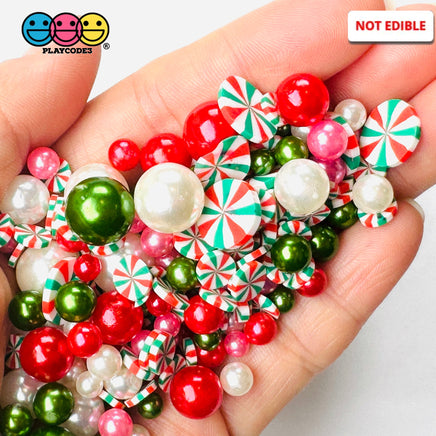 5/10Mm Holiday Christmas Acrylic Beads Peppermint Fake Clay Sprinkles Decoden Fimo Jimmies 10 Grams