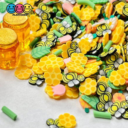 Honey Comb Bee Patch Flower Fimo Mix Fake Sprinkles Bees Kawaii Confetti Funfetti Sprinkle