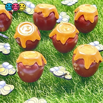 Honey Jug Overflow Brown Jar Mini Charm Cabochons 10 Pcs